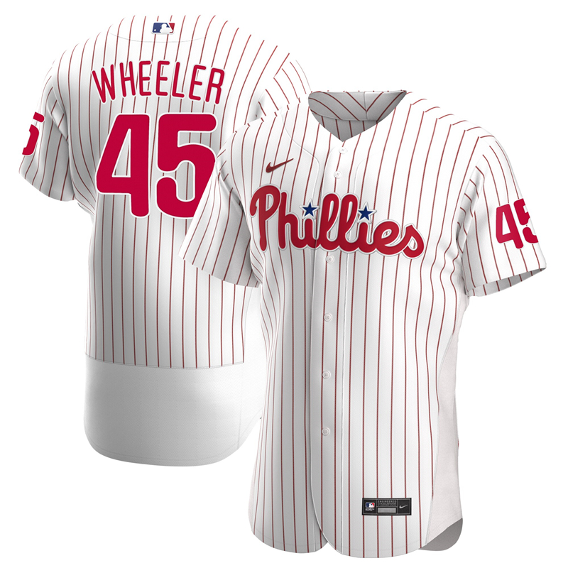 2020 MLB Men Philadelphia Phillies #45 Zack Wheeler Nike White Home 2020 Authentic Player Jersey 1->philadelphia phillies->MLB Jersey